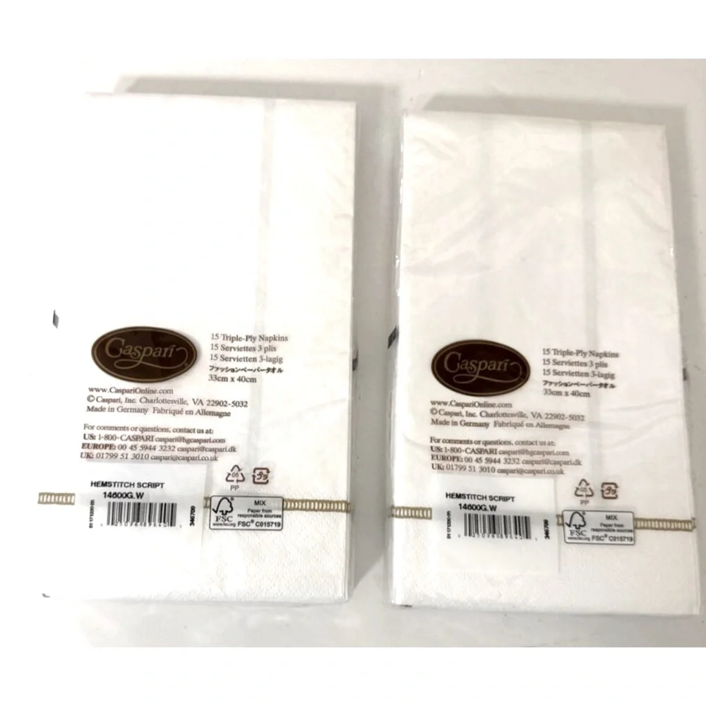 NEW!! 2 Packages of Caspari Paper Napkins With the Letter 'W' Hemstitch Script